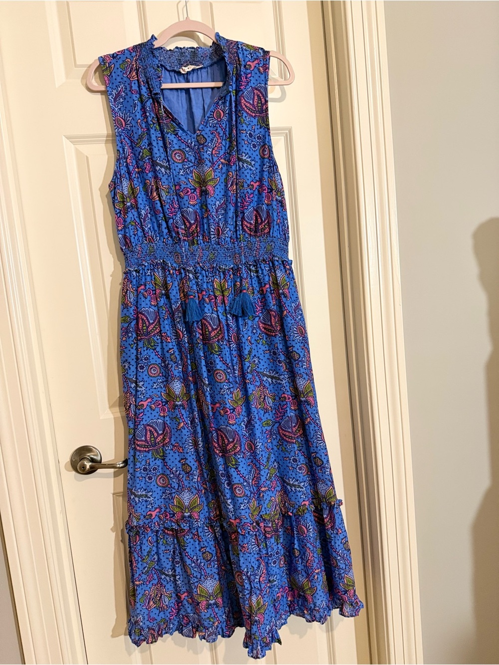 Roller Rabbit Blue Floral Sleeveless Maxi Dress